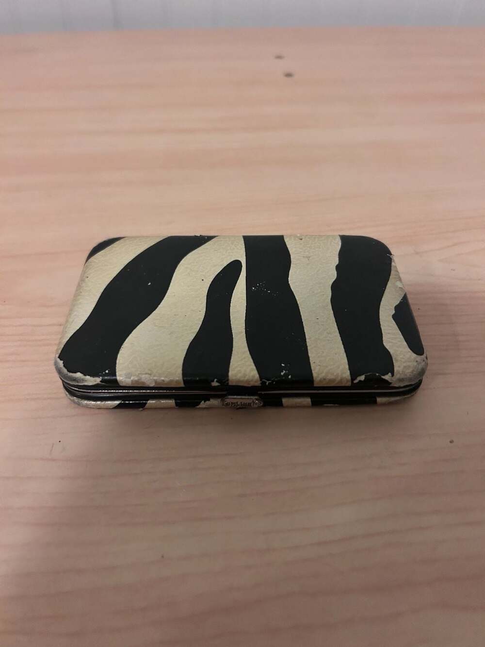 Kristine Zebra Print Metal Hard Shell Credit Card Case